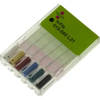 Medin a.s. H-File 015-040 L28 Hedström pilníky ISO 015–040, 28 mm (bílá–žlutá rukojeť) pro efektivní tvarování kořenových kanálků