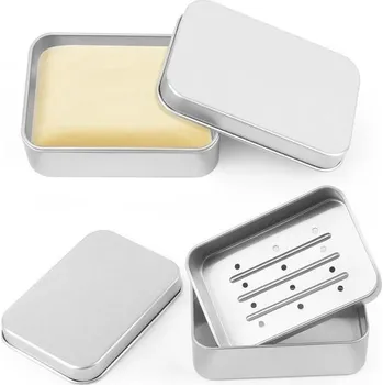 Sada 2 hliníkových misek na mýdlo, dóza na mýdlo s víkem, misky na mýdlo s odkapávací miskou,