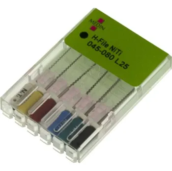 Medin a.s. H-FILE NiTi 045-080 L25 Sada endodontických Hedström pilníků NiTi Medin H-File 045-080, 25 mm – ISO ruční pilníky pro zakřivené kořenové kanálky