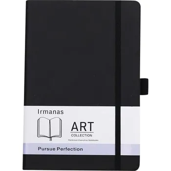 Irmanas Premium A6 Klasický linkovaný zápisník s poutkem na pero - 160 stran - Pevná vazba - Kožený