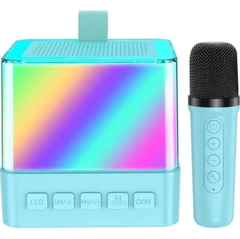 Karaoke Dětské karaoke s 1 mikrofonem, bezdrátový karaoke mikrofon s LED světly, přenosné Bluetooth