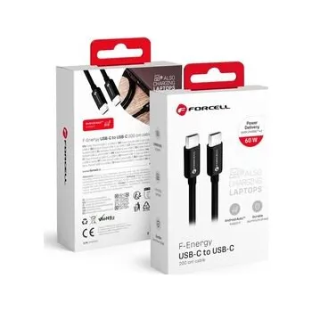 Kabel USB‑C – USB‑C Forcell F‑Energy QC 4.0 / PD, 3 A, 60 W, 2 m, černý - Forcell + zdarma možnost vyzkoušet a vrátit zboží do 30 dní