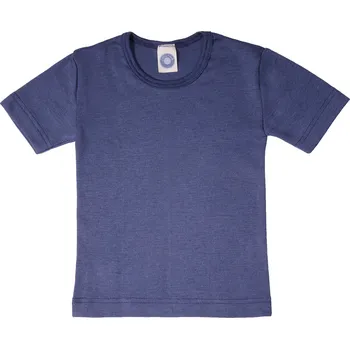 Dětské triko s krátkým rukávem z merino vlny a hedvábí modré Cosilana Velikost: 104