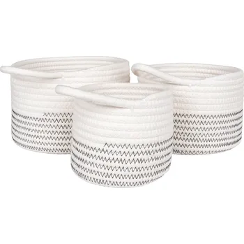 Úložný box House Nordic Sada 3 bílýh košíků, bavlna, Algar