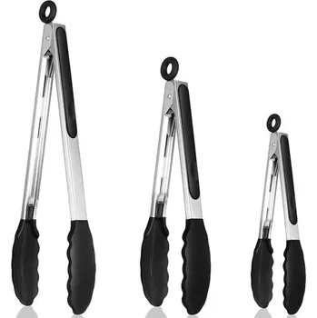 Sada kuchyňského náčiní Kuchyňské kleště Royouzi, sada 3 žáruvzdorných kuchyňských kleští, zesílená nerezová ocel a