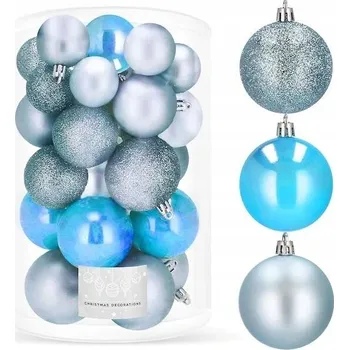 Vánoční dekorace VÁNOČNÍ BAŇKY NA VÁNOČNÍ STROMEČEK 30 ks SET 6/5/4 cm NEROZBITNÉ PREMIUM