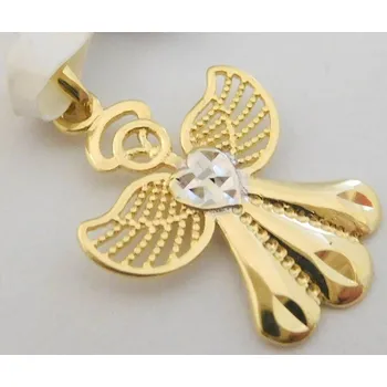 Přívěsek Klenoty Budín Gravírovaný zlatý andělíček ze žlutého a bílého zlata - přívěsek 585/0,69gr HK3221 (Klenoty Budín Gravírovaný zlatý andělíček ze žlutého a bílého zlata - přívěsek 585/0,69gr HK3221)