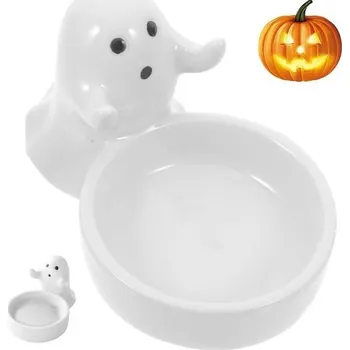 Svícen Svícen s duchy vyrobený z pryskyřičné svícny, bílý svícen s duchy, halloweenský svícen s duchy,
