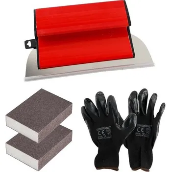 Špachtle na povrchy 25 cm/10 palců, nástroj na špachtli, nástroj pro štukatéry s 2 brusnými houbami