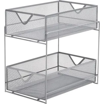 Úložný box Kolekce Mind Reader Network, 2patrový úložný koš s posuvnými prvky, kuchyňský, psací, make-upový,