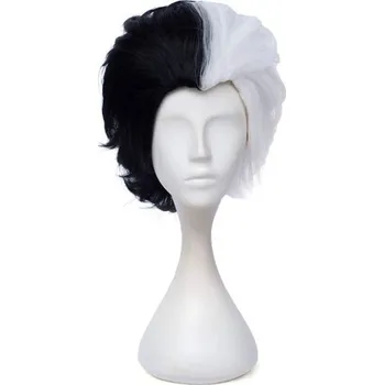 Paruka Morticia kudrnatá černobílá paruka