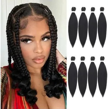 Čelenka Leeven 8 balení předpjatých pletení vlasů, prodlužování vlasů s yaki texturou, fixace v horké vodě,