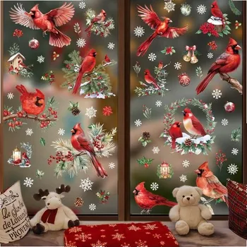 Vánoce Vánoční samolepky na okna, Opakovaně použitelné vánoční samolepky na okna, PVC vánoční samolepky na