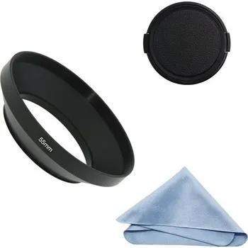 Kovová sluneční clona pro širokoúhlý fotoaparát SIOTI s čisticím hadříkem a krytkou objektivu