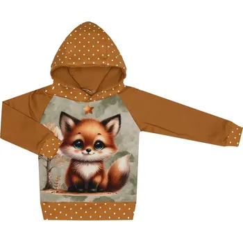 Mikina s kapucí - Puntík hnědý - lištička Velikost: 110