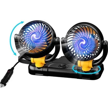 Domácí ventilátor Ventilátor do auta Exsivemy, otočný o 360° s dvojitou hlavou, 2 rychlosti, dvojitý ventilátor,