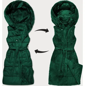 Dámská vesta Dámská oboustranná tmavě zelená péřovo-kožešinová vesta, odstíny zelené XL (42) i392_25494-53