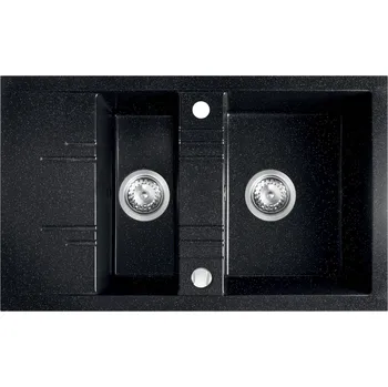NOVASERVIS Kuchyňský dřez Novaservis granitový, 79x48 cm, s vaničkou, s odkapem, s přepadem, černá, DRGM3/48/79HA DRGM3/48/79HA