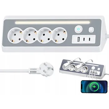 Napájecí kabel Prodlužovací Kabel lištový Bedee 1,5 m 4 ks zásuvek šedý