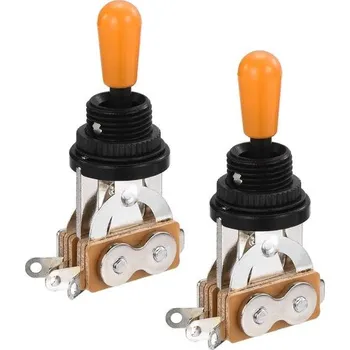 Elektrická kytara QUARKZMAN 3-polohový krátký rovný přepínač pro kytaru, černý s oranžovým knoflíkem pro náhradní