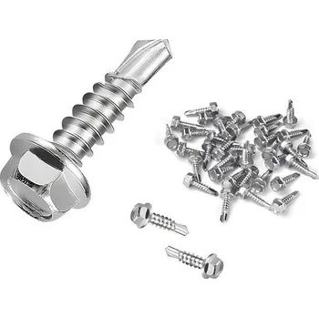Šroub JXPXJMY 90 kusů 410 kusů šestihranných šroubů z nerezové oceli, samořezný šroub M4.2 s koncovkou