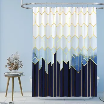 Prostěradlo Sprchový závěs BTTN s geometrickým vzorem, polyesterová tkanina odolná proti plísním a otěru,