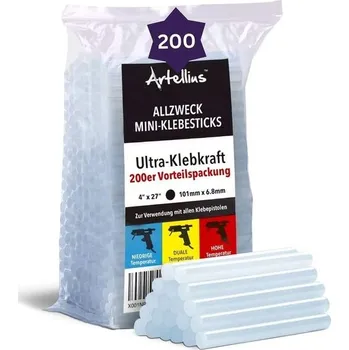 Ruční pumpa Tavné lepicí tyčinky Artellius (velkoobjemové balení 200 ks) Tavné lepicí tyčinky 100 mm x 7 mm -