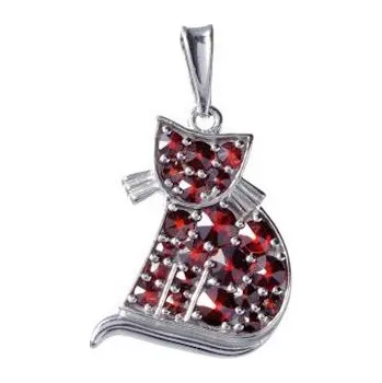 Přívěsek Český granát přívěsek stříbrný Kočička 140508