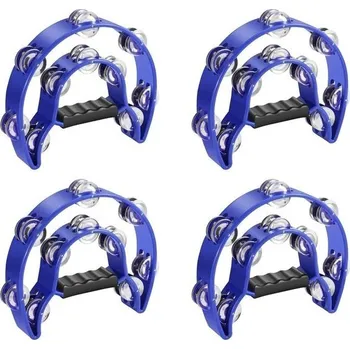 Jednotlivý buben Goulifan 4 balení 10 dvouřadých tamburín, modrá půlměsícová hudební tamburína, 20 kovových znělek,