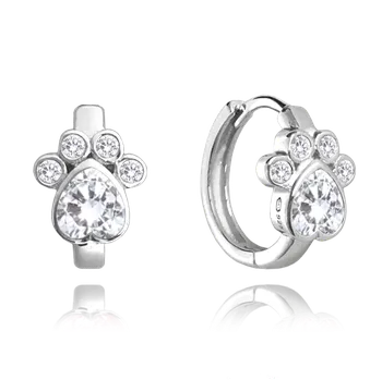 Náušnice MINET Dětské stříbrné náušnice TLAPKY s bílými zirkony