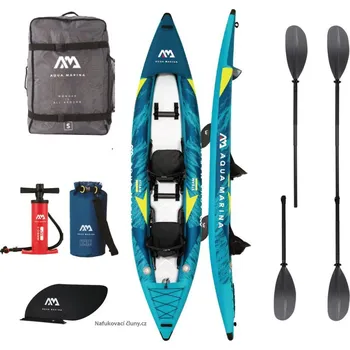 Vodní sport Kajak AQUA MARINA STEAM 412 2x Pádlo kajak SCOPREGA KWB FIBERGLASS ADJ 210-240 cm