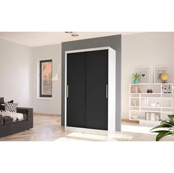 Ložnice Falco Skříň Kosta I 100 cm - bílá/černá, výška 200 cm, hloubka 58 cm