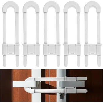 Dětský bezpečnostní prvek Ptwola 5 kusů dětských bezpečnostních zámků ve tvaru U, zámek na skříňku, nastavitelný bílý