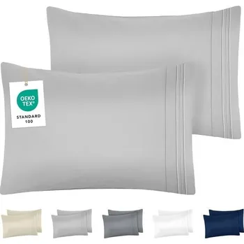 přikrývka DREAMZIE Povlak na polštář 40x70 šedý, 2 ks, prémiové mikrovlákno s vyšívaným vzorem, certifikace