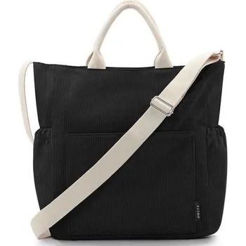 Školní batoh Dámská nákupní taška Prite, velká manšestrová taška, manšestrová taška s nastavitelným ramenním