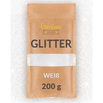 Kreativní deko 200g bílý třpytivý prášek na nástěnnou barvu | Třpytivý prášek o velikosti 0,2 mm na