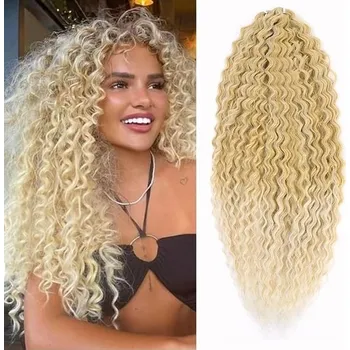 Čelenka PORSMEER 3 balení 22 palcových vodních vln, snadné háčkování vlasů, blond mix světle blond pro