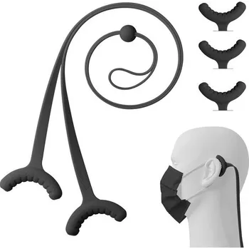 Sada 3 držáků na masky a chráničů sluchu BONE, protiskluzový držák na masku za hlavou, nastavitelný