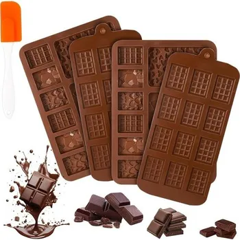 Betonová forma Halinuia 4 kusy čokoládové formy se škrabkou nepřilnavá silikonová forma na čokoládové tyčinky