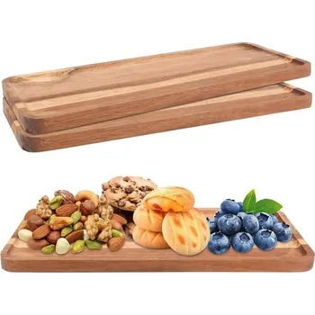 Sada 3 dřevěných podnosů SHUESS, 36x15 cm, dekorativní podnosy z akáciového dřeva, malé dřevěné