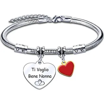 Náramek Nonna dámský náramek "Ti Voglio Bene Nonna" s přívěskem srdce, rodinný dárek k narozeninám