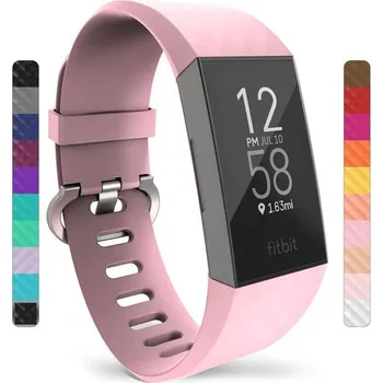 Fitness náramek Náramek Yousave Accessories kompatibilní s Fitbit Charge 3 a 4, silikonový náhradní náramek pro