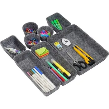 Úložný box Sada 8 organizérů do zásuvek, úložné koše, děliče zásuvek, plstěné kancelářské krabice, sada