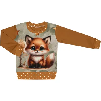 Mikina bez kapuce - Puntík hnědá - lištička Velikost: 80