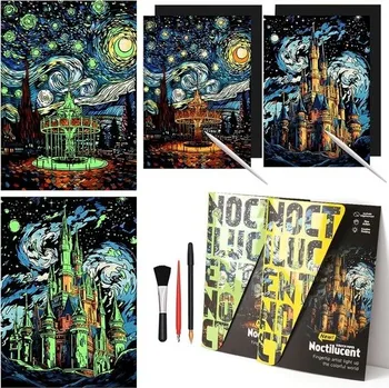Party dekorace Scratchboard Art pro dospělé - Sady pro svítivé malování škrábanci pro dospělé, svítící umění a