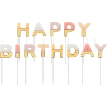 Party dekorace Sada svíček na dort Folat 24208 „Happy Birthday“ ve světlých pastelových barvách – 2 cm