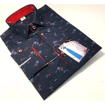 Chlapecká košile Chlapecká košile s dlouhým rukávem tmavě modrá vzorovaná GBK27 (Chlapecká košile s dlouhým rukávem tmavě modrá vzorovaná GBK27)