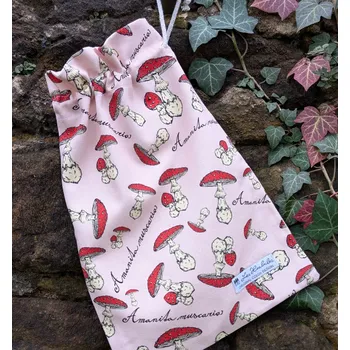 Školní sáček Plátěný pytlík "Muchomůrky" - světle růžová