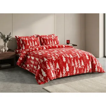 Povlečení Mikroplyšové povlečení CHRISTMAS TREES červené Rozměr povlečení: 2 ks 70 x 90 cm | 200 x 220 cm