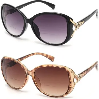 Sluneční brýle JM Classic bifokální čtecí brýle, stylové gradientní sluneční brýle pro ženy, černá + hnědá + 1,5